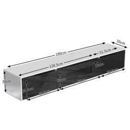 ModernLuxe High-gloss TV cabinet with door & colour-changing LED lights in Black - thumbnail 2