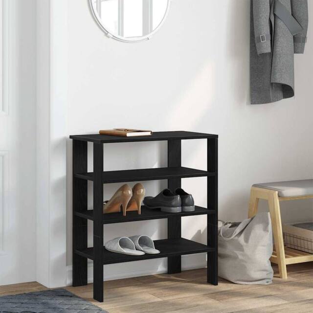Berkfield Home Shoe Rack Black 61x32x70 cm Engineered Wood - Size: 61 x 32 x 70 cm - image 1