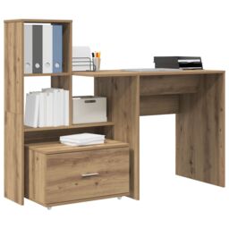 Berkfield Home with Drawer with Shelf with Storage Artisan oak 131.5 x 50 x 106.5 cm Engineered wood in Brown - thumbnail 3