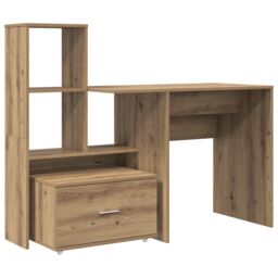 Berkfield Home with Drawer with Shelf with Storage Artisan oak 131.5 x 50 x 106.5 cm Engineered wood in Brown - thumbnail 2