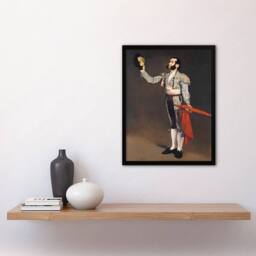 Artery8 Edouard Manet Framed Wall Art A Matador Saluting Portrait Painting in Brown - Size: A4 - thumbnail 2