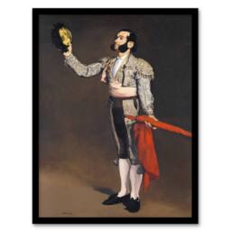 Artery8 Edouard Manet Framed Wall Art A Matador Saluting Portrait Painting in Brown - Size: A4 - thumbnail 1