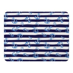Benjamin Tate Design Blue Anchors On Navy Striped Blanket in Natural - Size: 120 cm x 150 cm - thumbnail 1