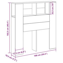 Berkfield Home Headboard Cabinet Black Oak 100x19x104.5 cm Made of Engineered Wood - thumbnail 9