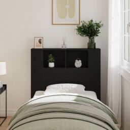 Berkfield Home Headboard Cabinet Black Oak 100x19x104.5 cm Made of Engineered Wood - thumbnail 1