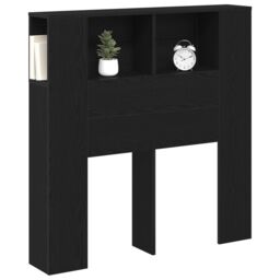 Berkfield Home Headboard Cabinet Black Oak 100x19x104.5 cm Made of Engineered Wood - thumbnail 2
