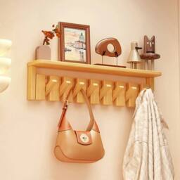 KORVIXA Solid Wooden Wall Mounted Coat Hat Rack in Natural - Size: 900mm - thumbnail 3