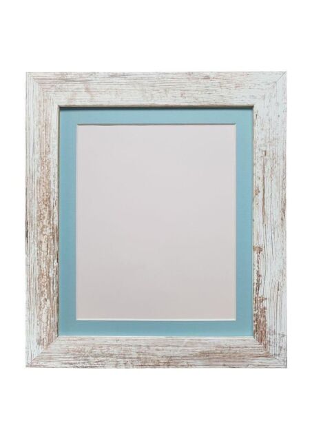 Frames & Mirrors 4U Metro Distressed White Frame with Blue Mount for Image Size 30 x 20 Inch - image 1
