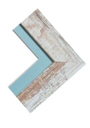 Frames & Mirrors 4U Metro Distressed White Frame with Blue Mount for Image Size 30 x 20 Inch - thumbnail 3