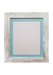 Frames & Mirrors 4U Metro Distressed White Frame with Blue Mount for Image Size 30 x 20 Inch