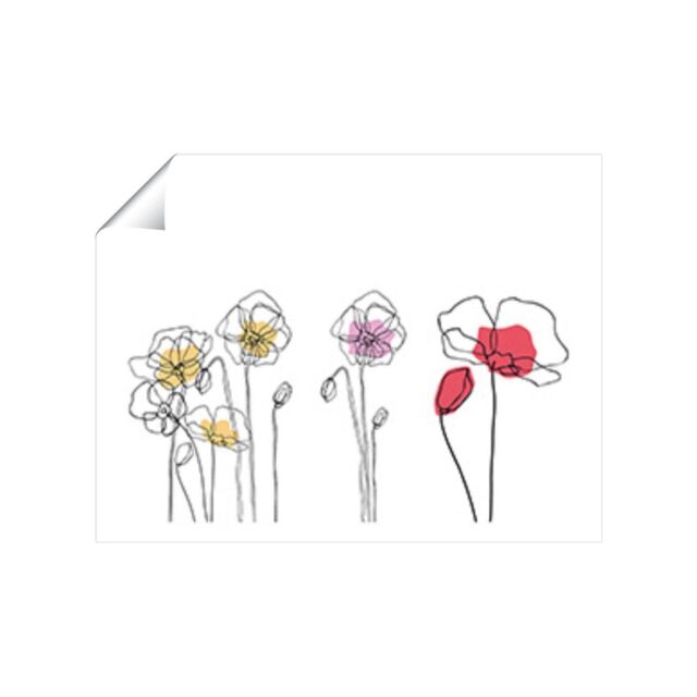 "Warren Reed - Designer Linear Art Flowers Unframed Art Print - Size: W12"" x H16""" - image 1