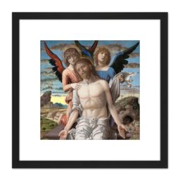 Artery8 Mantegna Christ Suffering Redeemer Painting 8X8 Inch Square Wooden Framed Wall Art Print Picture with Mount in Black - thumbnail 1