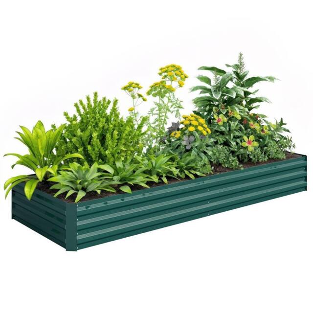 EONLION Galvanised Steel Raised Garden Bed Open Bottom Outdoor Planter Box in Green - image 1
