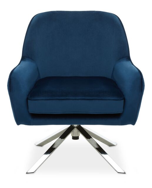 Orsina Midnight Velvet Arm Chair, Luxury Velvet Upholstered Accent Chair, Comfortable Armchair for Home in Blue - image 1