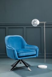 Orsina Midnight Velvet Arm Chair, Luxury Velvet Upholstered Accent Chair, Comfortable Armchair for Home in Blue - thumbnail 2
