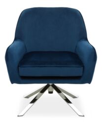 Orsina Midnight Velvet Arm Chair, Luxury Velvet Upholstered Accent Chair, Comfortable Armchair for Home in Blue - thumbnail 6