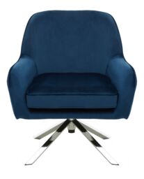Orsina Midnight Velvet Arm Chair, Luxury Velvet Upholstered Accent Chair, Comfortable Armchair for Home in Blue - thumbnail 5