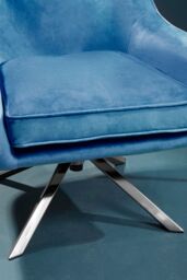 Orsina Midnight Velvet Arm Chair, Luxury Velvet Upholstered Accent Chair, Comfortable Armchair for Home in Blue - thumbnail 4