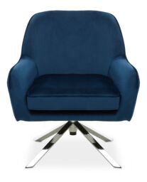 Orsina Midnight Velvet Arm Chair, Luxury Velvet Upholstered Accent Chair, Comfortable Armchair for Home in Blue