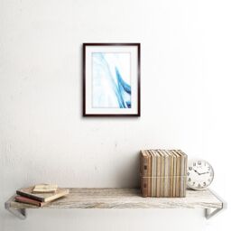 "Artery8 Wall Art Print Abstract Blue Watercolour Waves Art Framed 9x7 inch in Brown - Size: W7"" x H9""" - thumbnail 2