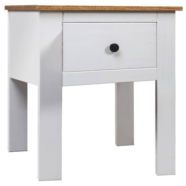 Berkfield Home Bedside Cabinet White 46x40x57 cm Pine Panama Range - Size: 46 x 40 x 57 cm - image 1