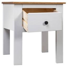 Berkfield Home Bedside Cabinet White 46x40x57 cm Pine Panama Range - Size: 46 x 40 x 57 cm - thumbnail 2