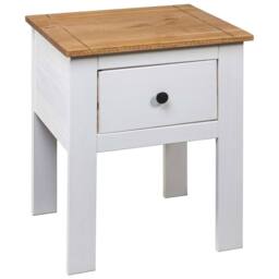 Berkfield Home Bedside Cabinet White 46x40x57 cm Pine Panama Range - Size: 46 x 40 x 57 cm - thumbnail 4