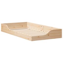Berkfield Home Floor Bed Frame Brown 75 x 190 cm Solid pine wood in Beige - thumbnail 2