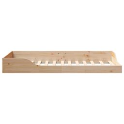 Berkfield Home Floor Bed Frame Brown 75 x 190 cm Solid pine wood in Beige - thumbnail 7