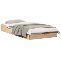Berkfield Home Floor Bed Frame Brown 75 x 190 cm Solid pine wood in Beige - thumbnail 3