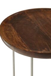 Orsina Set of 2 Side Tables, Natural Wood Top with Silver Iron Base, Nesting Style Accent Tables - thumbnail 4