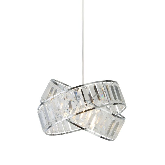 Lighting Collection 2 Band Chrome Clear Acrylic NonElec Shade Lamp Shade in Silver - image 1