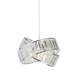 Lighting Collection 2 Band Chrome Clear Acrylic NonElec Shade Lamp Shade in Silver