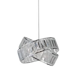 Lighting Collection 2 Band Chrome Clear Acrylic NonElec Shade Lamp Shade in Silver - thumbnail 3