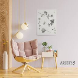 "Artery8 Flowers Leaves Butterfly Drawing Canvas Wall Art Print Hoytema in White - Size: W18"" x H24""" - thumbnail 3