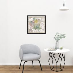 "Artery8 Wall Art Print Map Antique 1750 Homann Poland Old Historic Replica Square Framed Picture 16X16 Inch in Black - Size: W16"" x H16""" - thumbnail 2