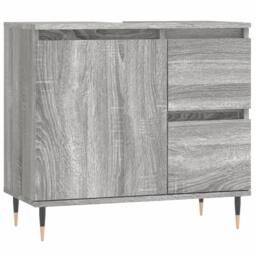 Berkfield Home Modern 3 Piece Bathroom Furniture Set Grey Sonoma Engineered Wood - thumbnail 9