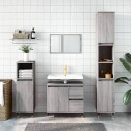 Berkfield Home Modern 3 Piece Bathroom Furniture Set Grey Sonoma Engineered Wood - thumbnail 2