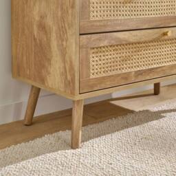 CALICOSY 3-Drawer Chest With Natural Rattan Fronts, 80 Cm Wide - PALMO in Light Brown - thumbnail 4