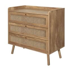 CALICOSY 3-Drawer Chest With Natural Rattan Fronts, 80 Cm Wide - PALMO in Light Brown - thumbnail 9