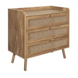CALICOSY 3-Drawer Chest With Natural Rattan Fronts, 80 Cm Wide - PALMO in Light Brown - thumbnail 7