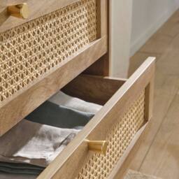CALICOSY 3-Drawer Chest With Natural Rattan Fronts, 80 Cm Wide - PALMO in Light Brown - thumbnail 5