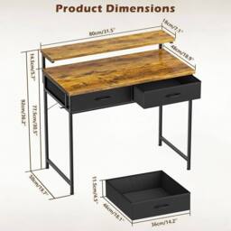 FORGEVIO Computer Desk With 2 Storage Drawers & Adjustable Monitor Stand - thumbnail 2