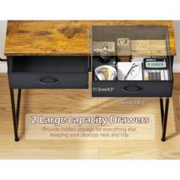 FORGEVIO Computer Desk With 2 Storage Drawers & Adjustable Monitor Stand - thumbnail 4