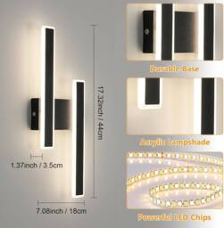 Goeco Indoor LED Wall Light, 32W, Modern Acrylic Wall Lamp, Black, 4500K in Black - thumbnail 5