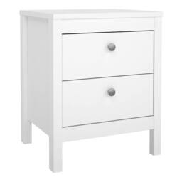 Wyld Haus Gossmere White Wooden Bedside Table 2 Drawers Silver Handles - thumbnail 5