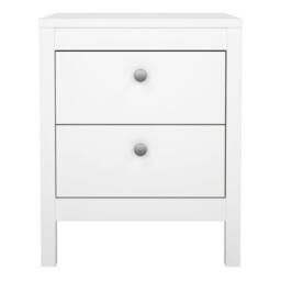 Wyld Haus Gossmere White Wooden Bedside Table 2 Drawers Silver Handles - thumbnail 6