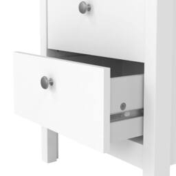 Wyld Haus Gossmere White Wooden Bedside Table 2 Drawers Silver Handles - thumbnail 9