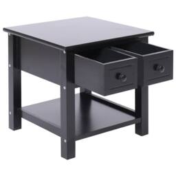 Berkfield Home Side Table Black 40x40x40 cm Paulownia Wood - Size: 40 x 40 x 40 cm - thumbnail 4