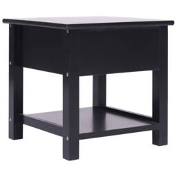Berkfield Home Side Table Black 40x40x40 cm Paulownia Wood - Size: 40 x 40 x 40 cm - thumbnail 3